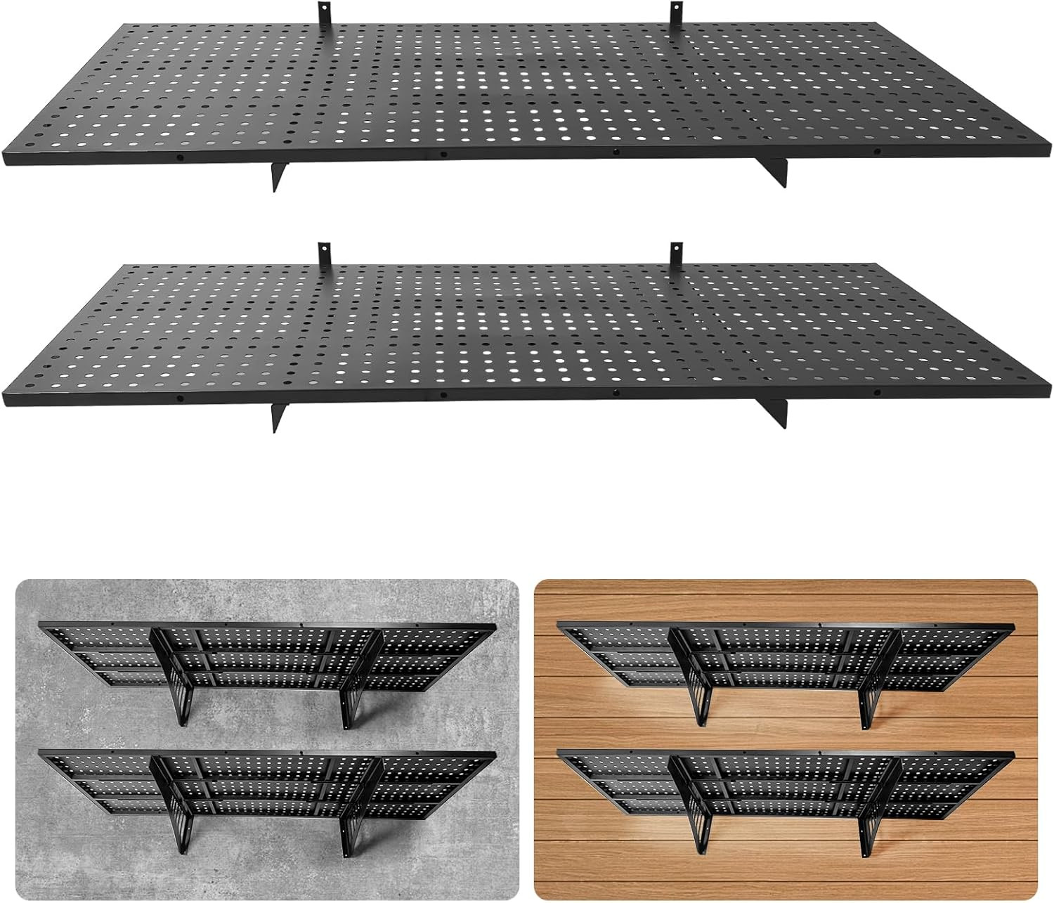 Heavy Duty 2-Pack Adjustable Garage Wall Shelves, 800 Lb Capacity gallery