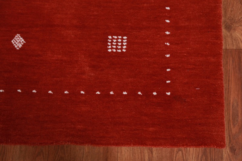 Rust/ Ivory Bordered Handmade Wool Gabbeh Indian Rug 3x5 ft. Foyer Carpet gallery