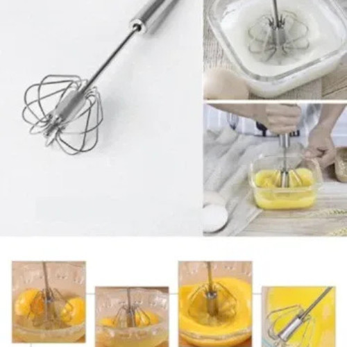 Semi Automatic Egg Whisk Stainless Steel Hand Push Beater Mixer Cream Frother To gallery