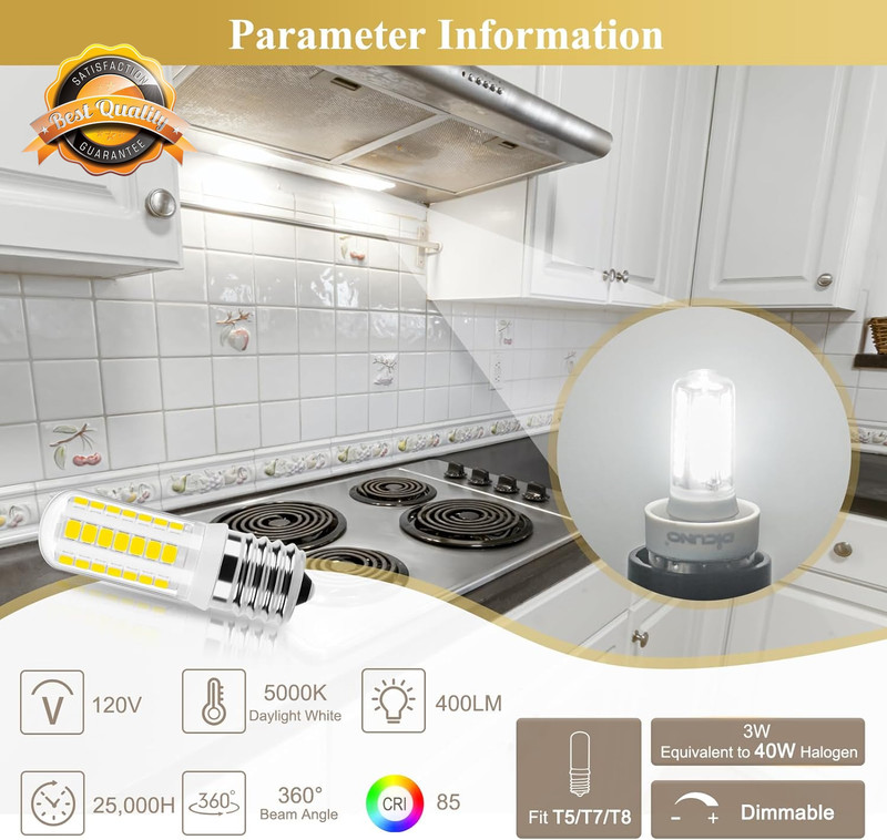 2 Pack E17 LED Bulb Dimmable Microwave Light 125V 5000K Daylight White gallery