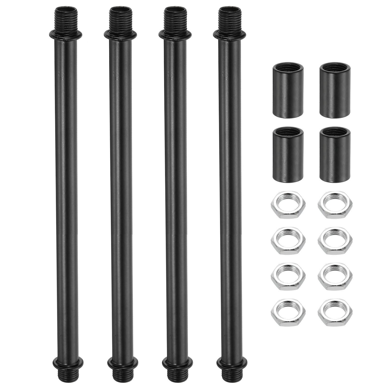 4Set 170mm/6.69" Straight Pipe Lamp Stems Rod Kit, M10 Fine Thread, Black gallery