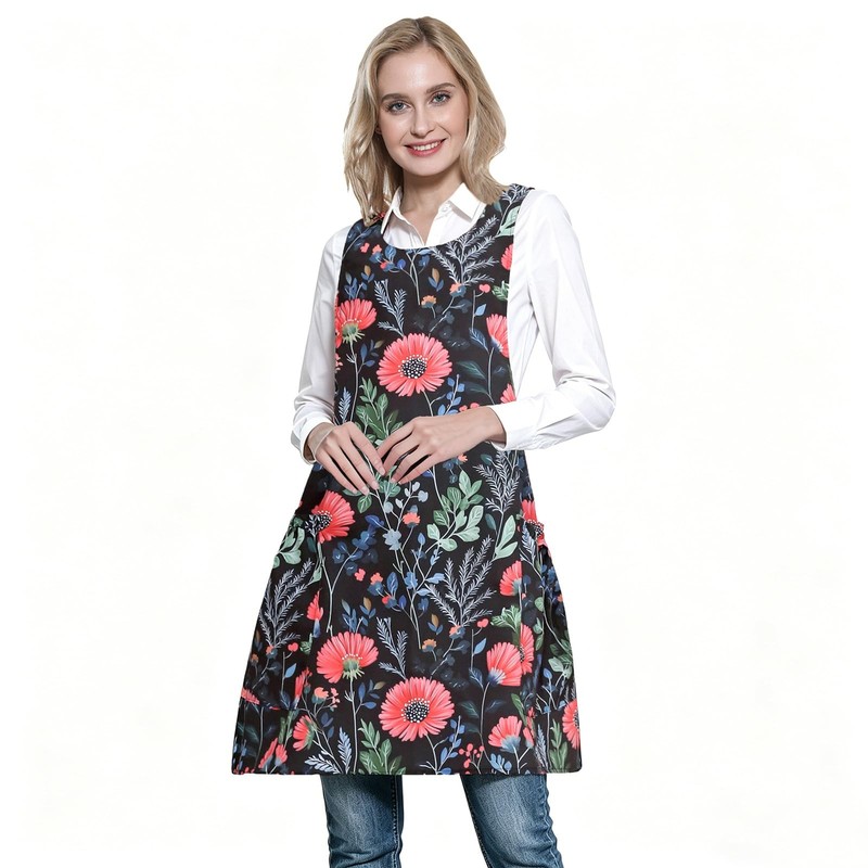 Cross Back Canvas Apron with Pockets Adjustable Cooking Gardening Apron gallery