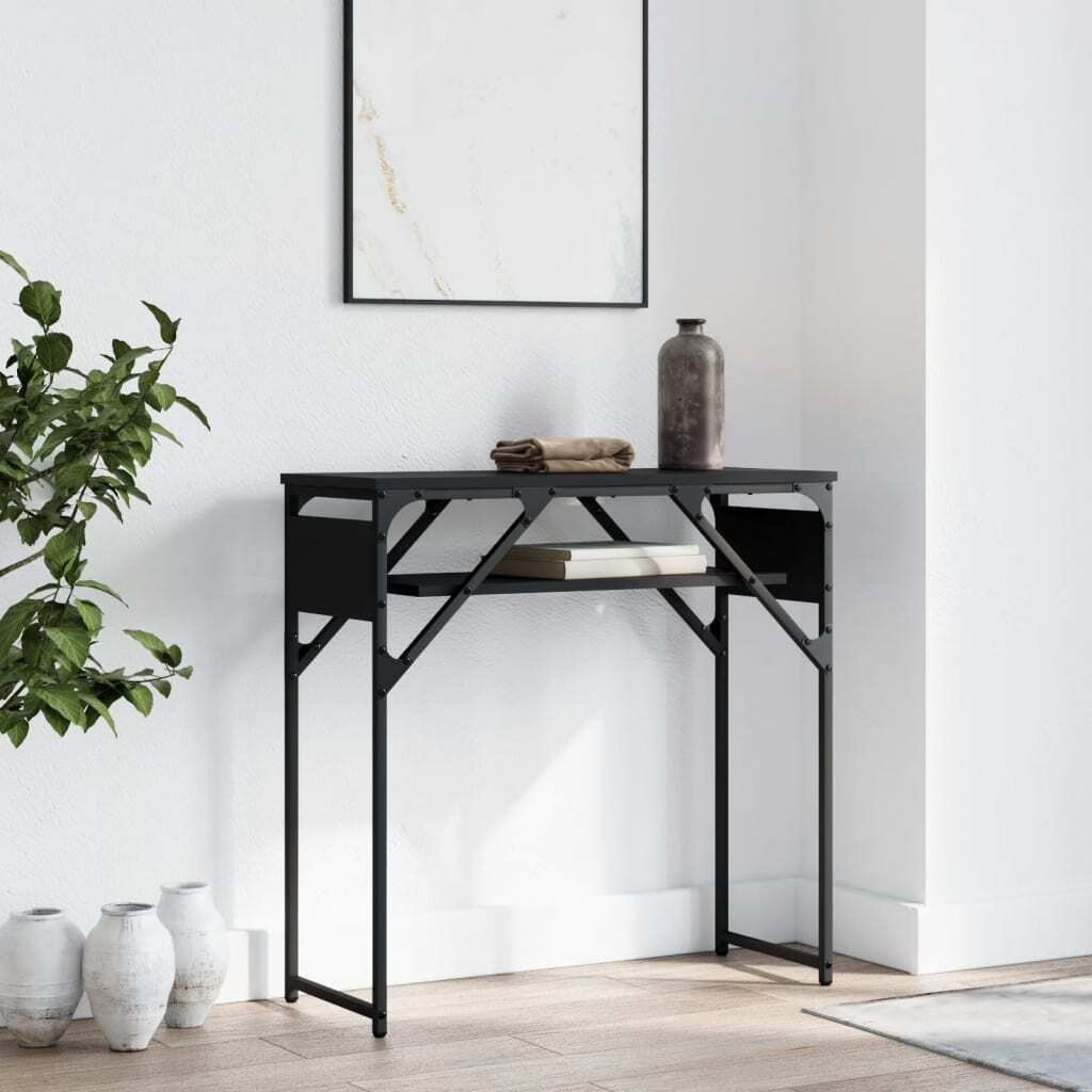 Console Table Black Engineered wood, metal 29.5x11.8x29.5 in gallery