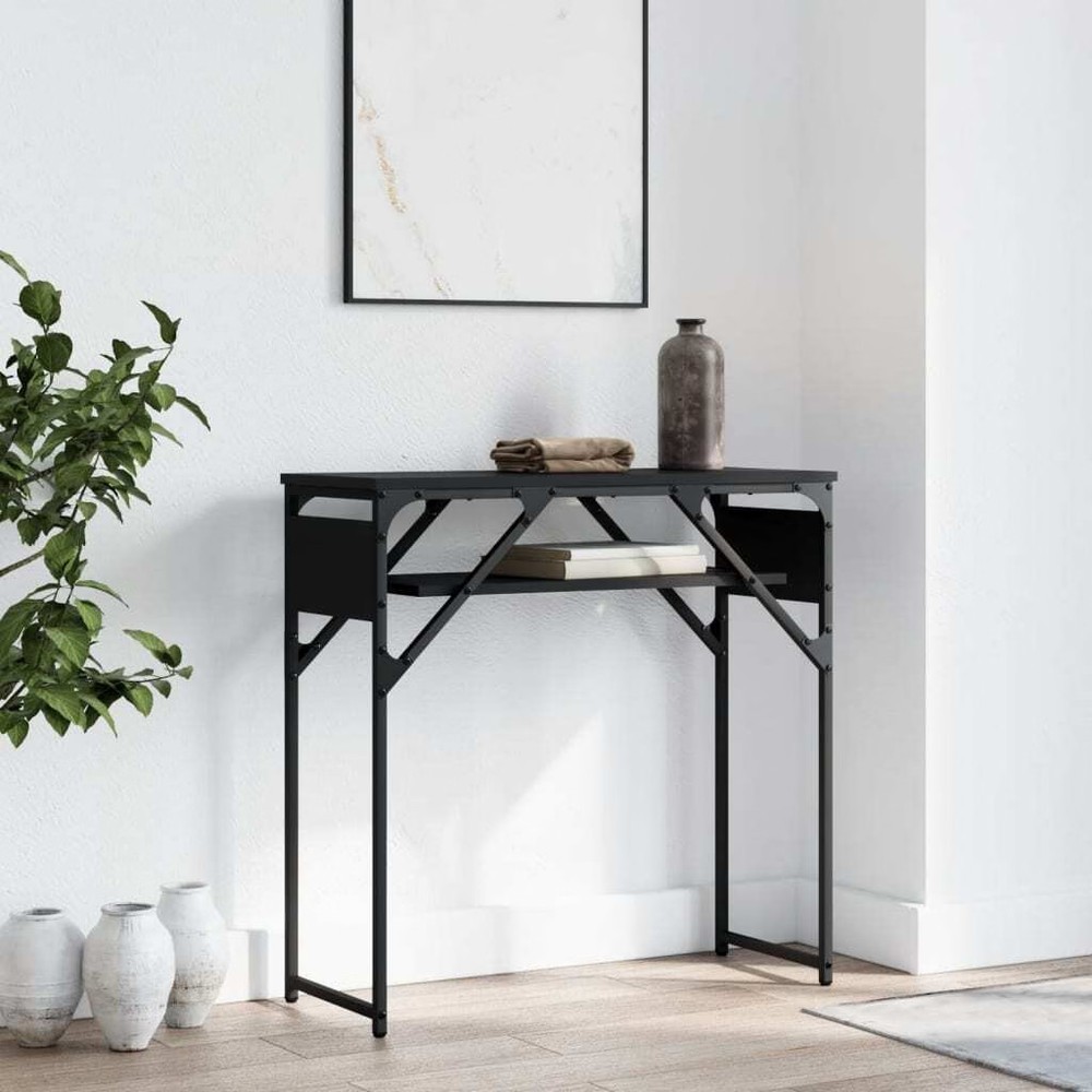 Console Table Black Engineered wood, metal 29.5x11.8x29.5 in