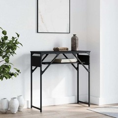 Console Table Black Engineered wood, metal 29.5×11.8×29.5 in