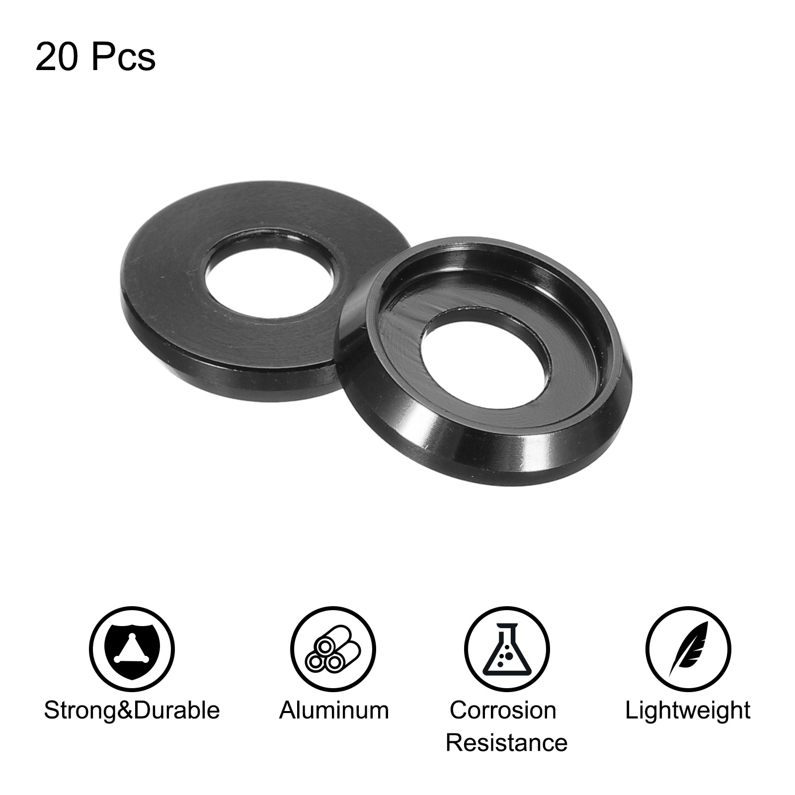 20Pcs M5 Cone Cup Countersunk Washers,5mm/0.2" Aluminum for Screw RC Black gallery