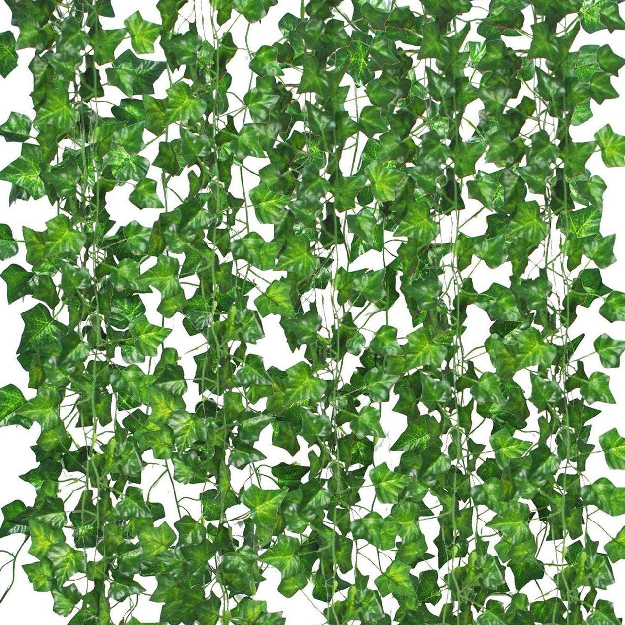 EZFLOWERY 12 Strands 84 Feet Artificial Ivy Vines Leaves, Silk Garland Fake gallery