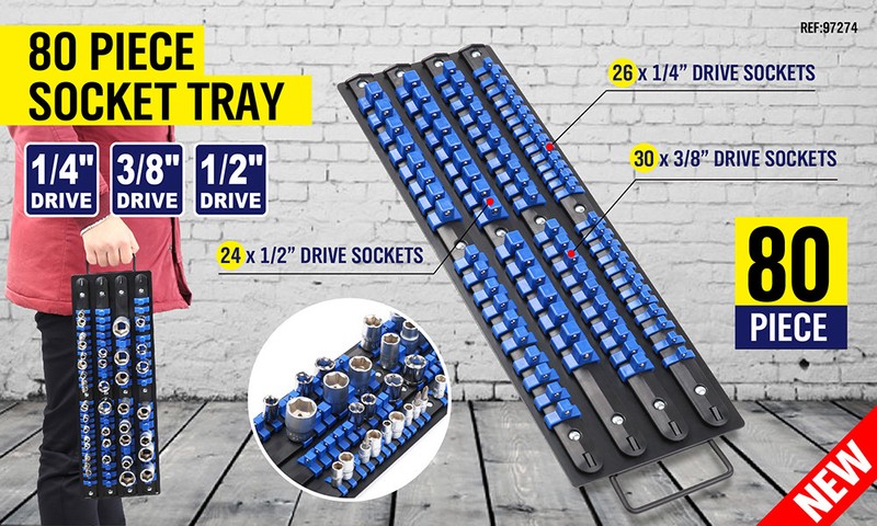 80 Industrial ABS Mountable Socket Storage Rail Rack Holder Organize 1/4 3/8 1/2 gallery