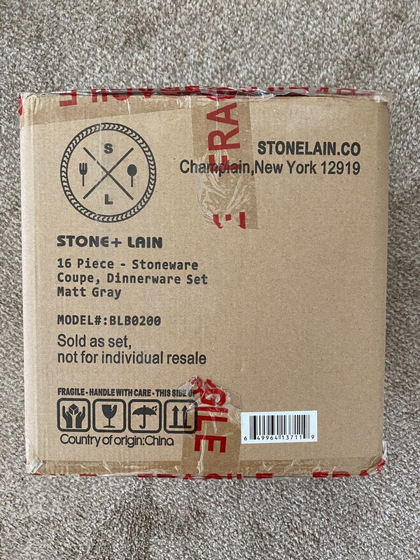 Stone Lain Stoneware Dinnerware Set, Service For 4, Matte Gray, Free Ship! gallery
