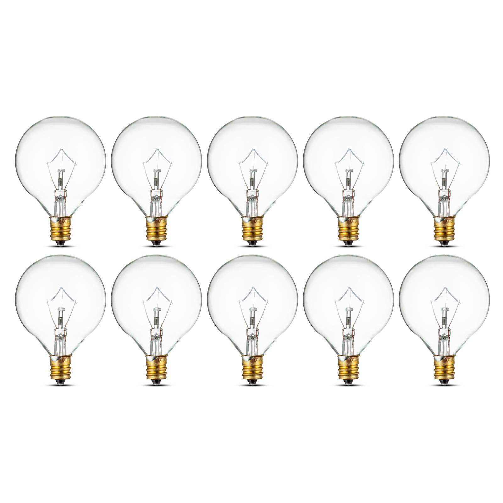 10 Pack Mini Globe Decorative Bulbs 120V 15W G16.5 Candelabra E12 Base Clear gallery