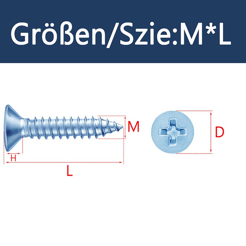 M2-M6 Pozi Countersunk Self Tapping Screws - Carbon Steel Zinc Tappers Din 7982 gallery