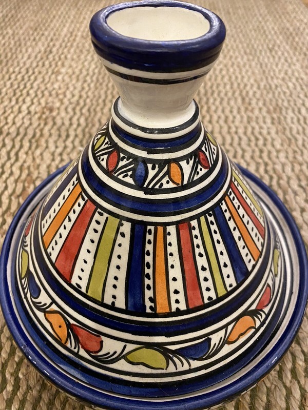 Moroccan Tagine Handmade Serving Ceramic Vivid Color Dish 8.5” gallery