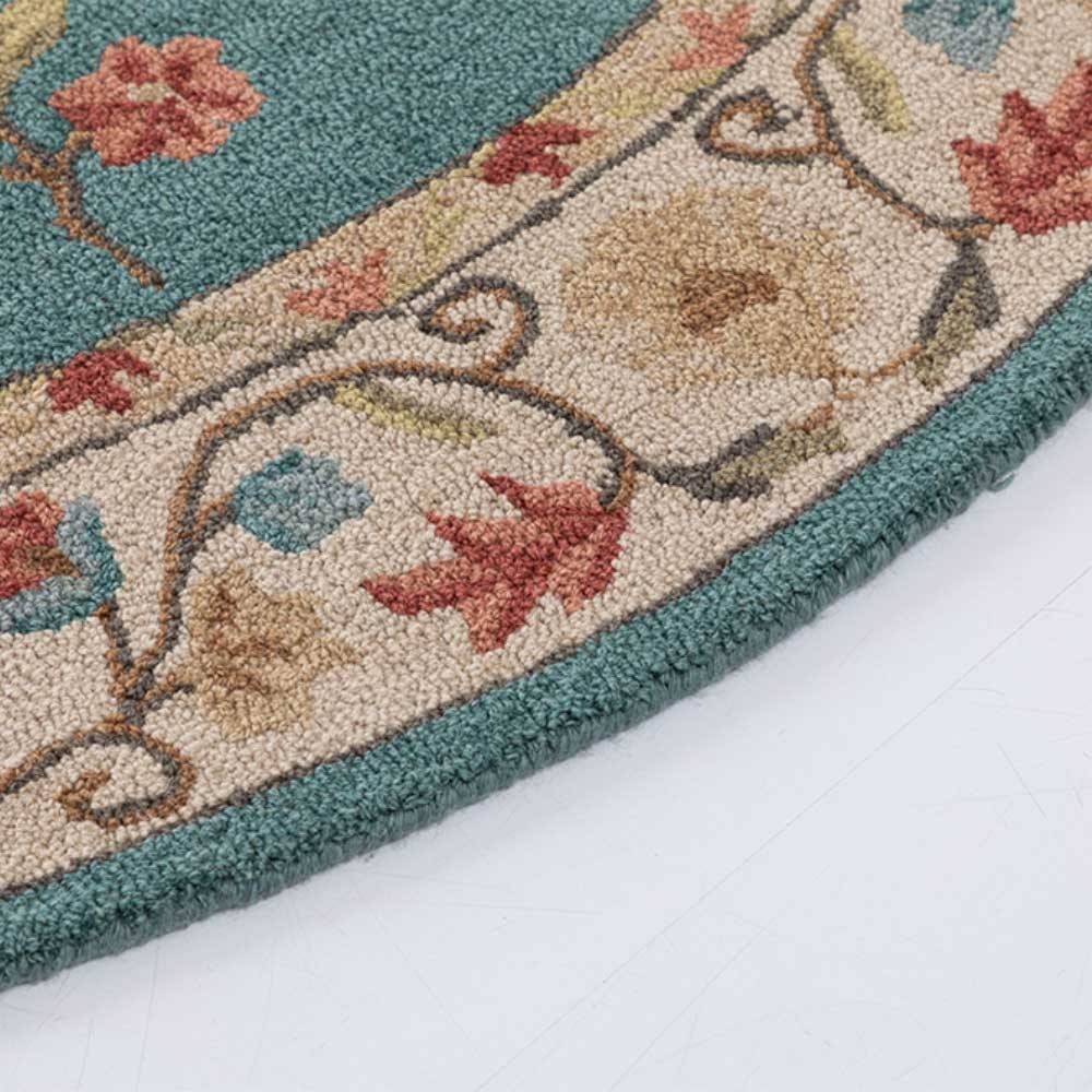 Hand Tufted Round Area Rug Floral Pattern Wool Carpet Living Room Bedroom Decor gallery