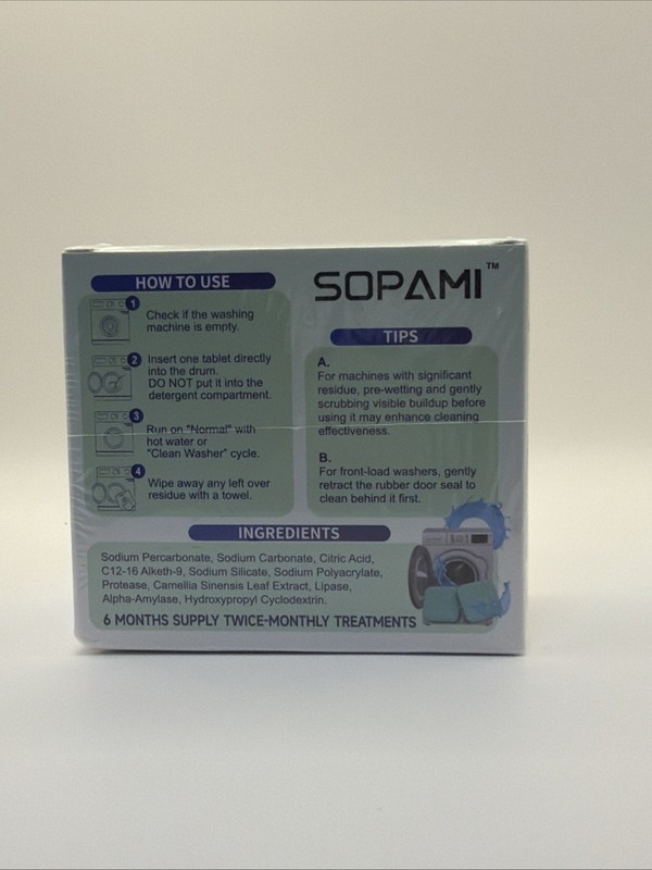SOPAMI Washing Machine Cleaner Tablets 12 Pack, Deep Clean Front/Top Load gallery