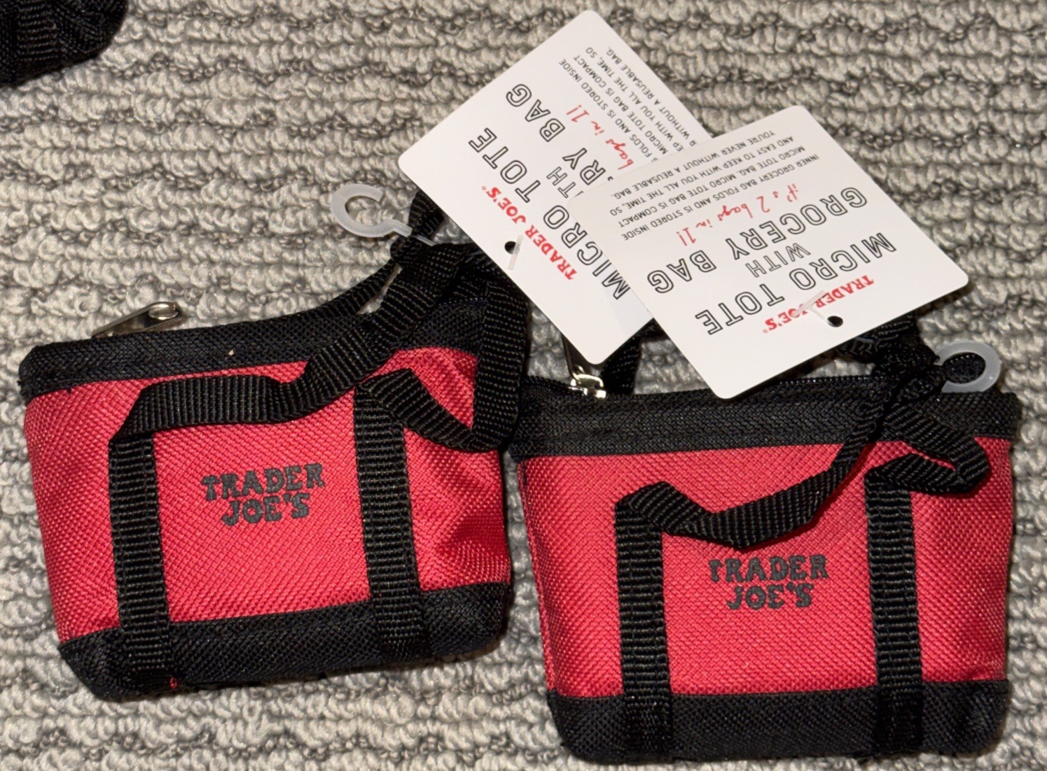 2 Nwt Trader Joe's Red Black Mini Micro Tote Folded 2-in-1 Reusable Shopping Bag gallery