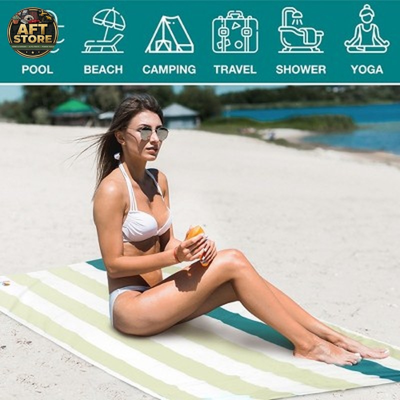 Sun Cube Microfiber Beach Towel - Quick Dry Sand Free 78"x35" Beige gallery