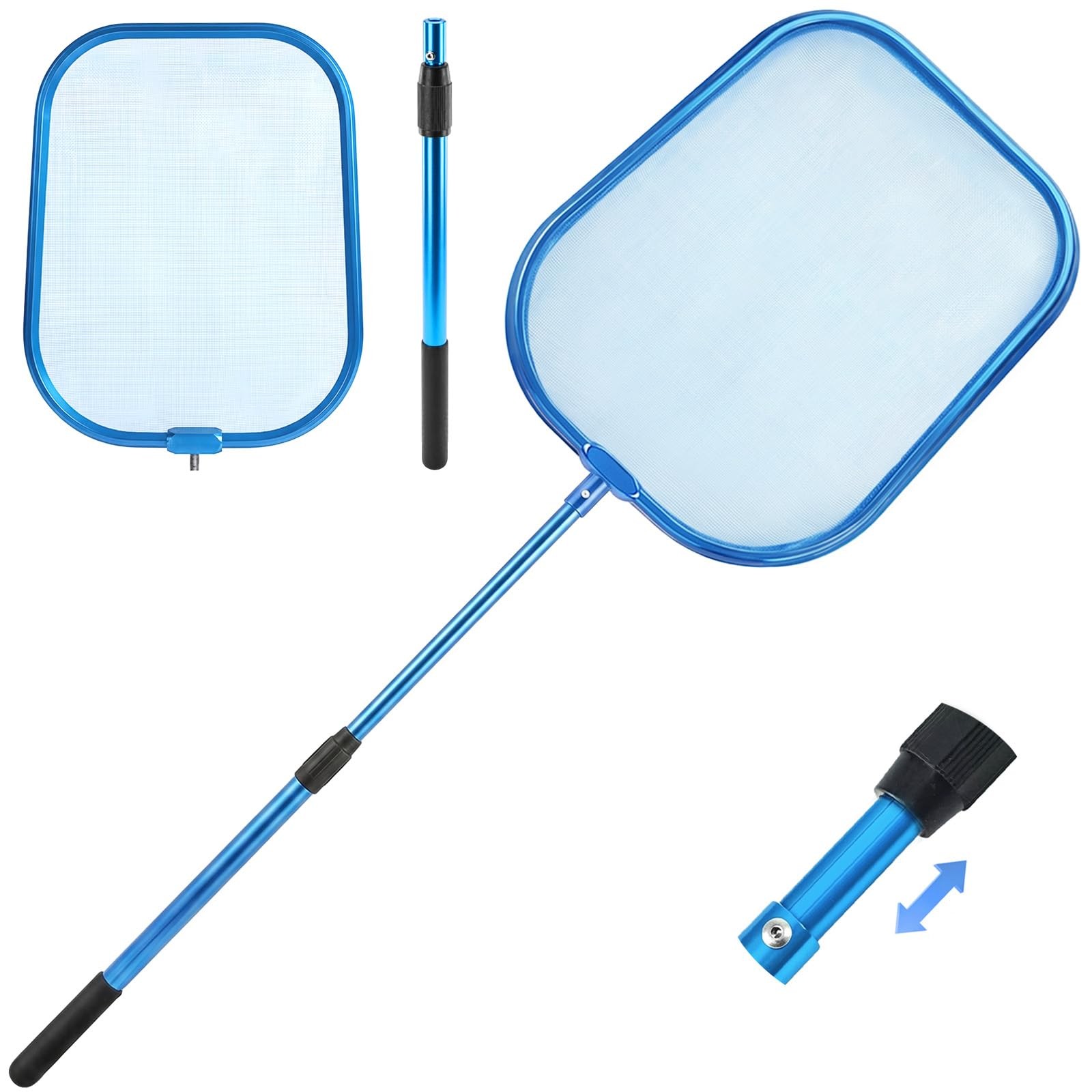 OSAMEDA 36" Hot Tub Pool Skimmer Net with Pole All-Metal 36 inch, Metal Blue gallery
