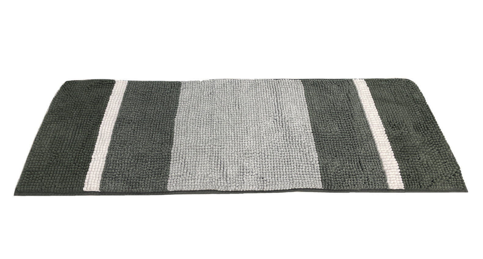 Bathroom Rug 17x48 Grey/White Stripe Polyester NEW (No tags) Non-slip Rug Absorb gallery