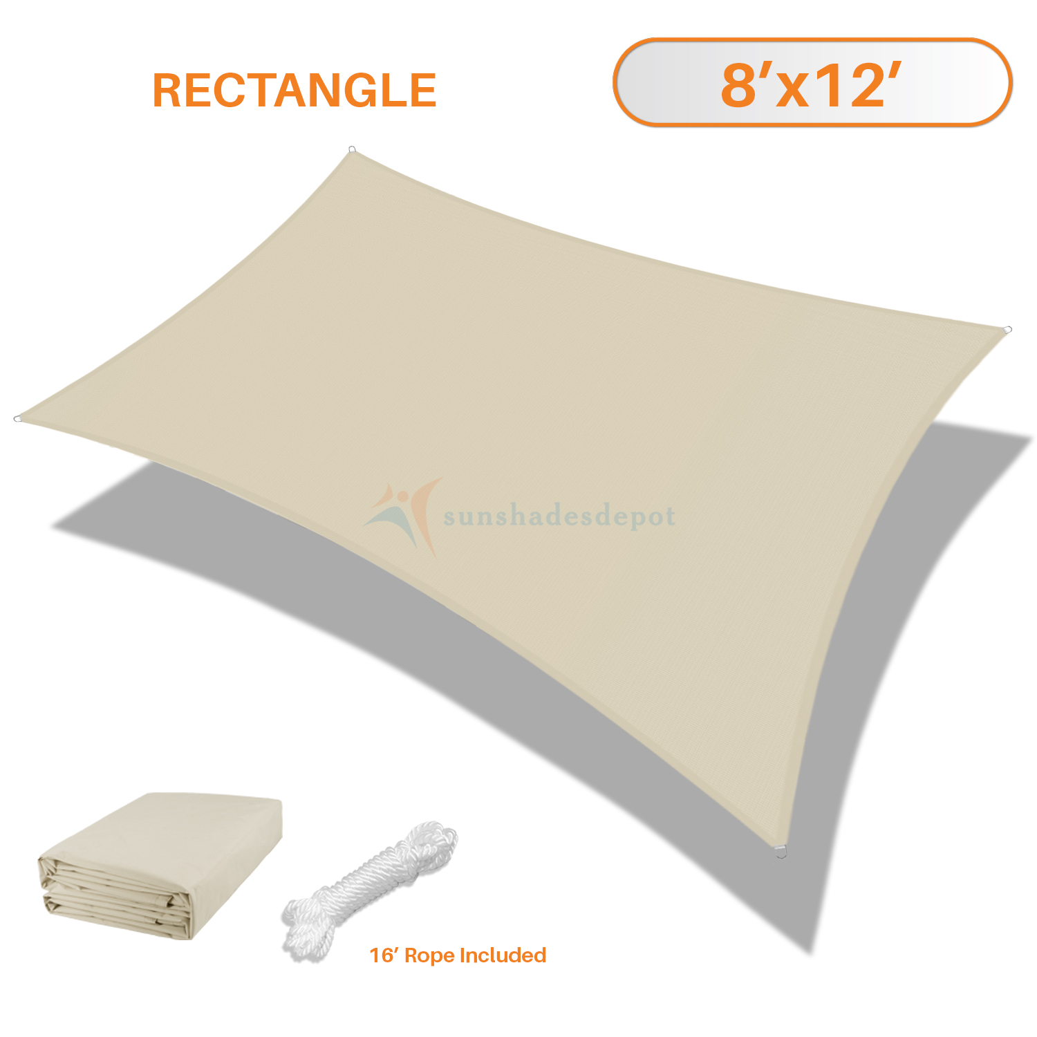 Beige Waterproof Terylene Woven Shade Sail Sun UV Protection Garden Yard Pool gallery