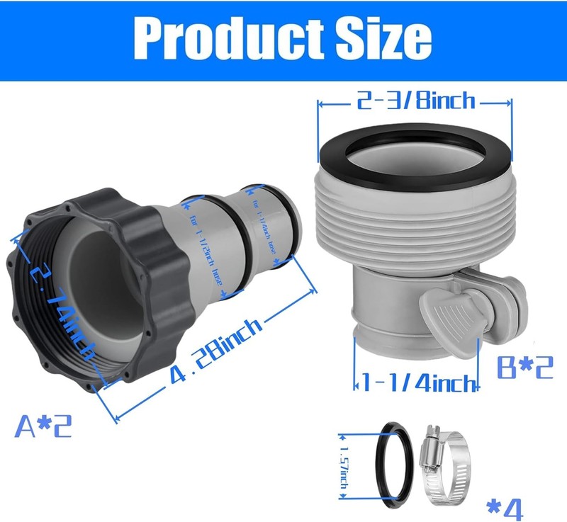 Universal Pool Hose Connector Set - Secure & Leak-Free for Above Ground Pools gallery