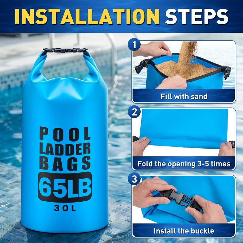 Pool Step Weights 2 Pack 30L 65LB Waterproof 500D PVC Sand Bags 30L 65LB Ladder gallery