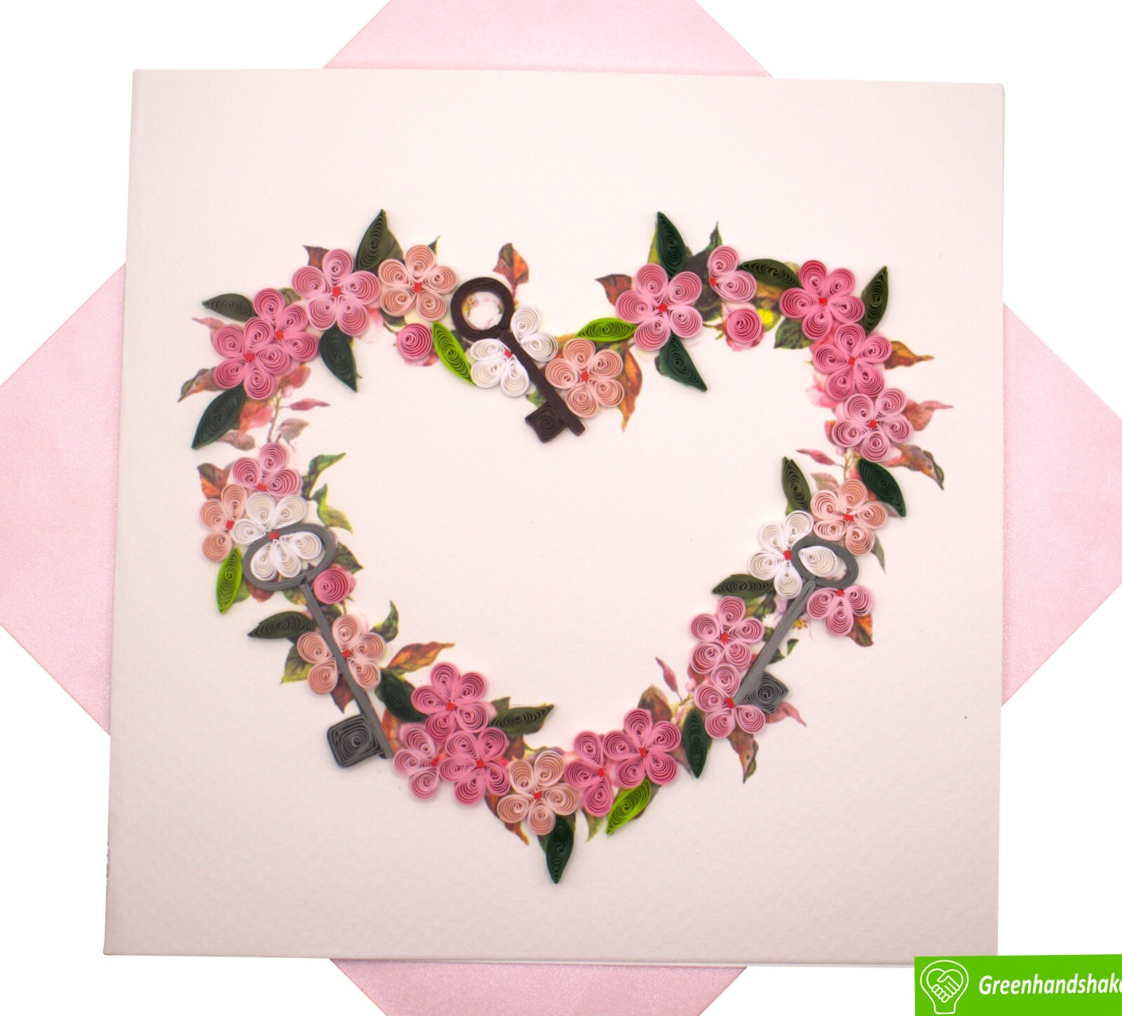 Floral Heart Lock Quilling Greeting Card - Unique Dedicated Handmade Art gallery