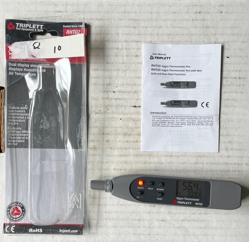 Triplett Thermo-Hygrometer Temp/Humidity Pen (RHT02, -4 to 140°F, 0-100% RH) gallery