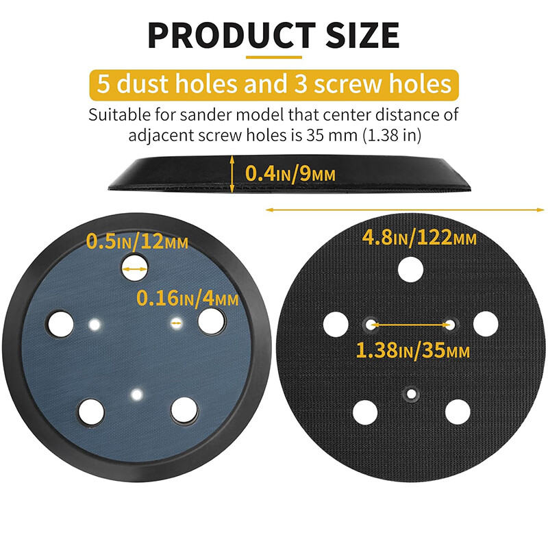 2x 5" Hook&Loop Orbital Sander Pad 5-Hole for PORTER-CABLE 333 333VS 13904 13909 gallery