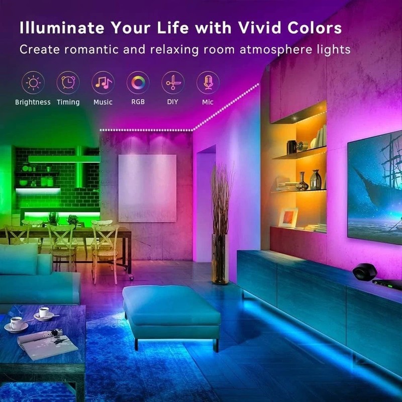 100Ft LED Strip Lights, Smart Light with App Remote Control, RGB LED Lights for gallery