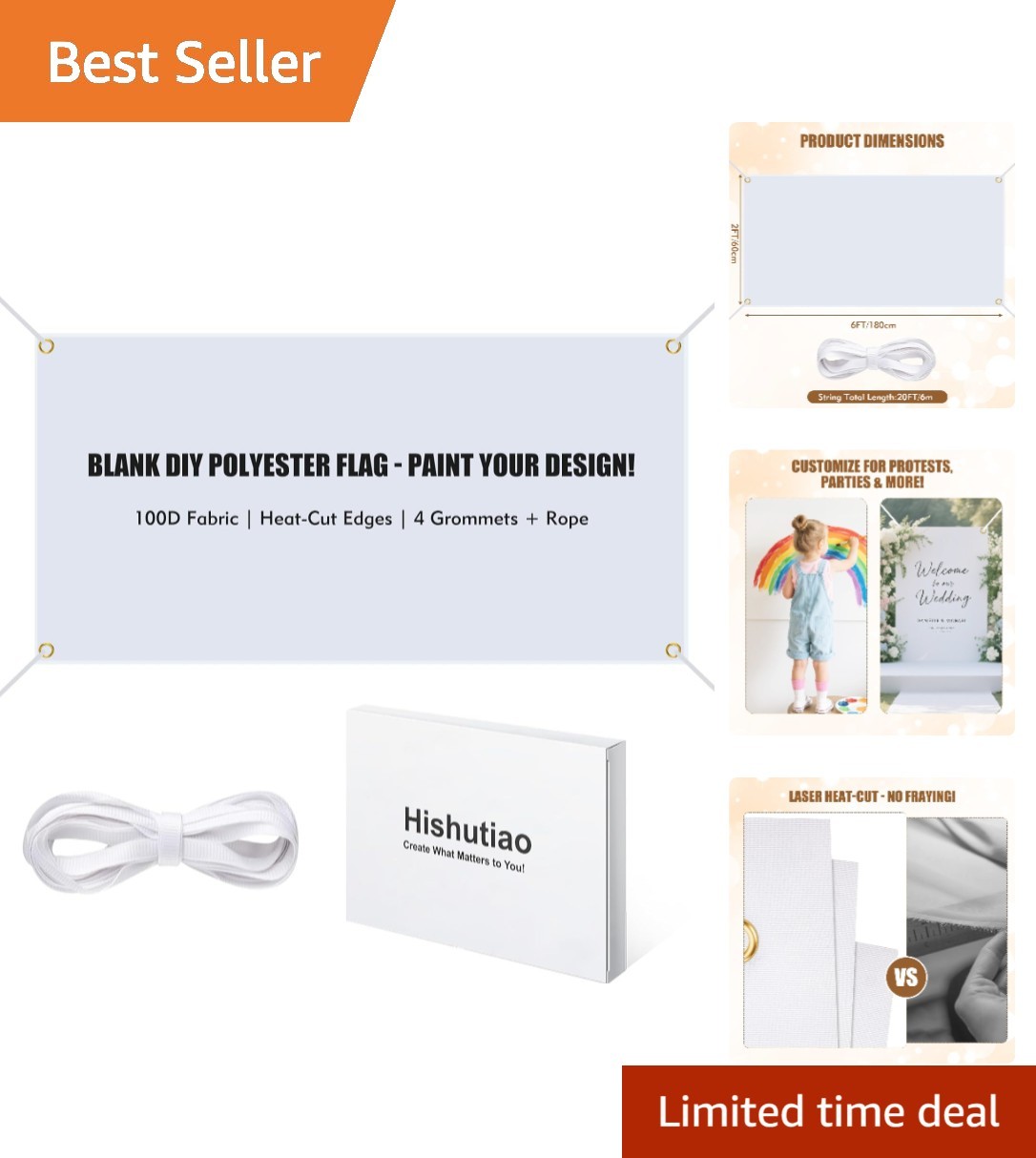 2x6 ft Customizable Banner - White 100D Polyester for Indoor/Outdoor Use gallery