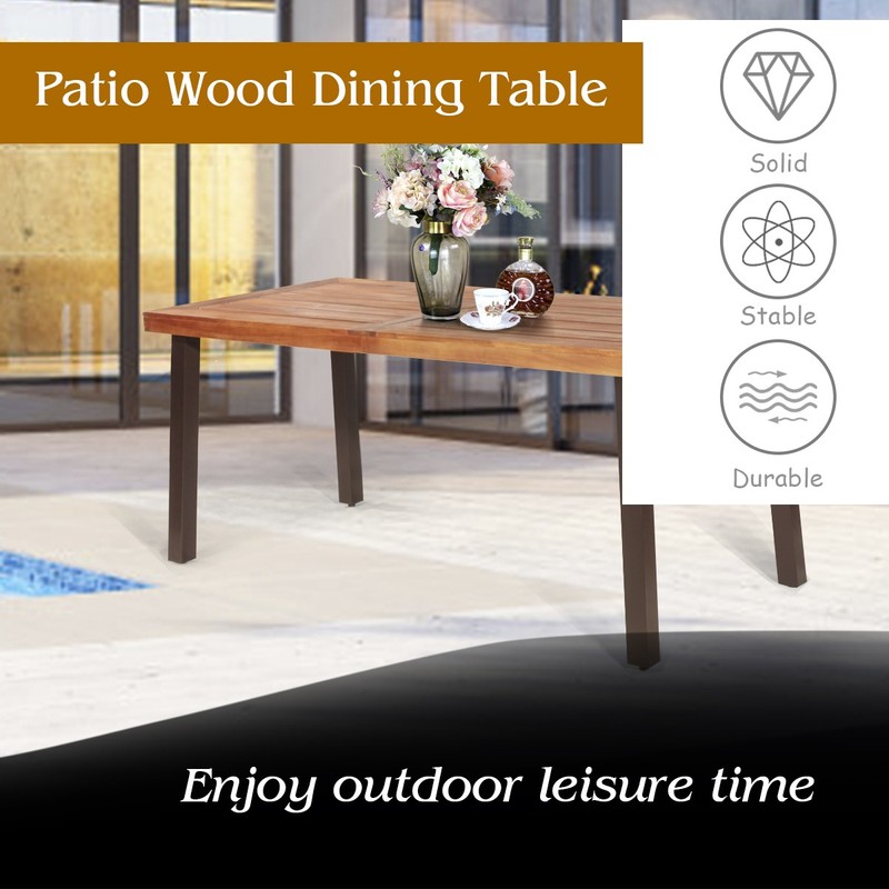 Rectangular Acacia Wood Dining Table Rustic Furniture Indoor &Outdoor gallery