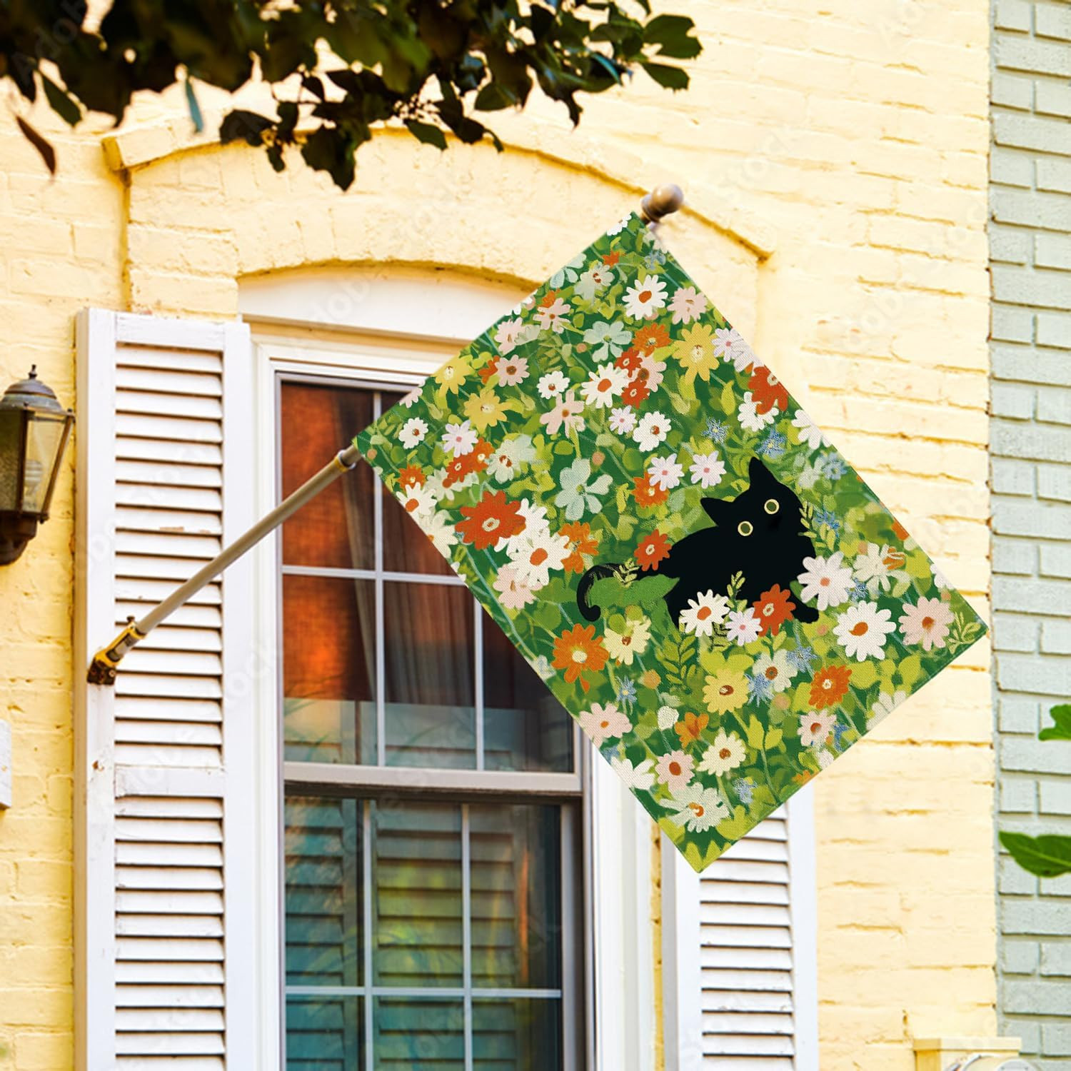 Spring Floral Cat House Flag 28X40 Inch Double Sided Outside, Flowers Seasonal W gallery