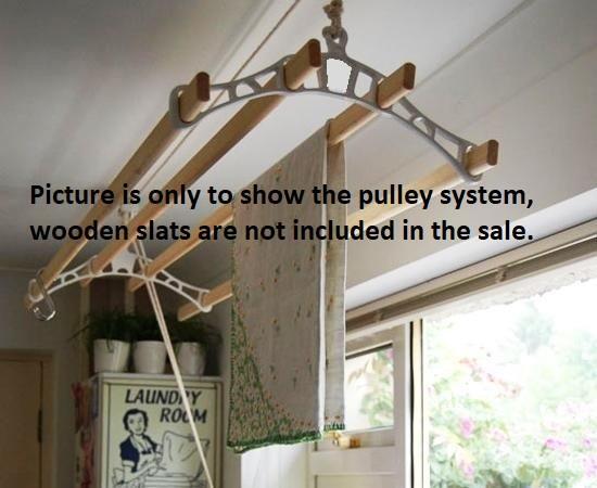 VICTORIAN STYLE CEILING HANGING CLOTHES DRYER CAST IRON PULLEY ROPE LAUNDRY MAID gallery