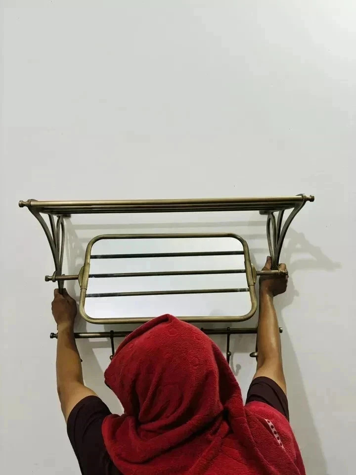 vintage Style Rack Luggage Coat Rack Train Wall Mounted Rack luxury Mirror Rack gallery