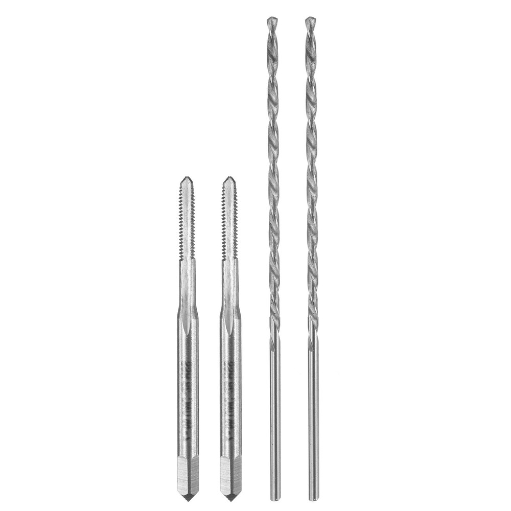 2Pack 2-56 UNC Straight Flute Thread Screw Tap & 2Pack 1.8mm Twist Drill Bit Set