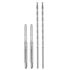 2Pack 2-56 UNC Straight Flute Thread Screw Tap & 2Pack 1.8mm Twist Drill Bit Set