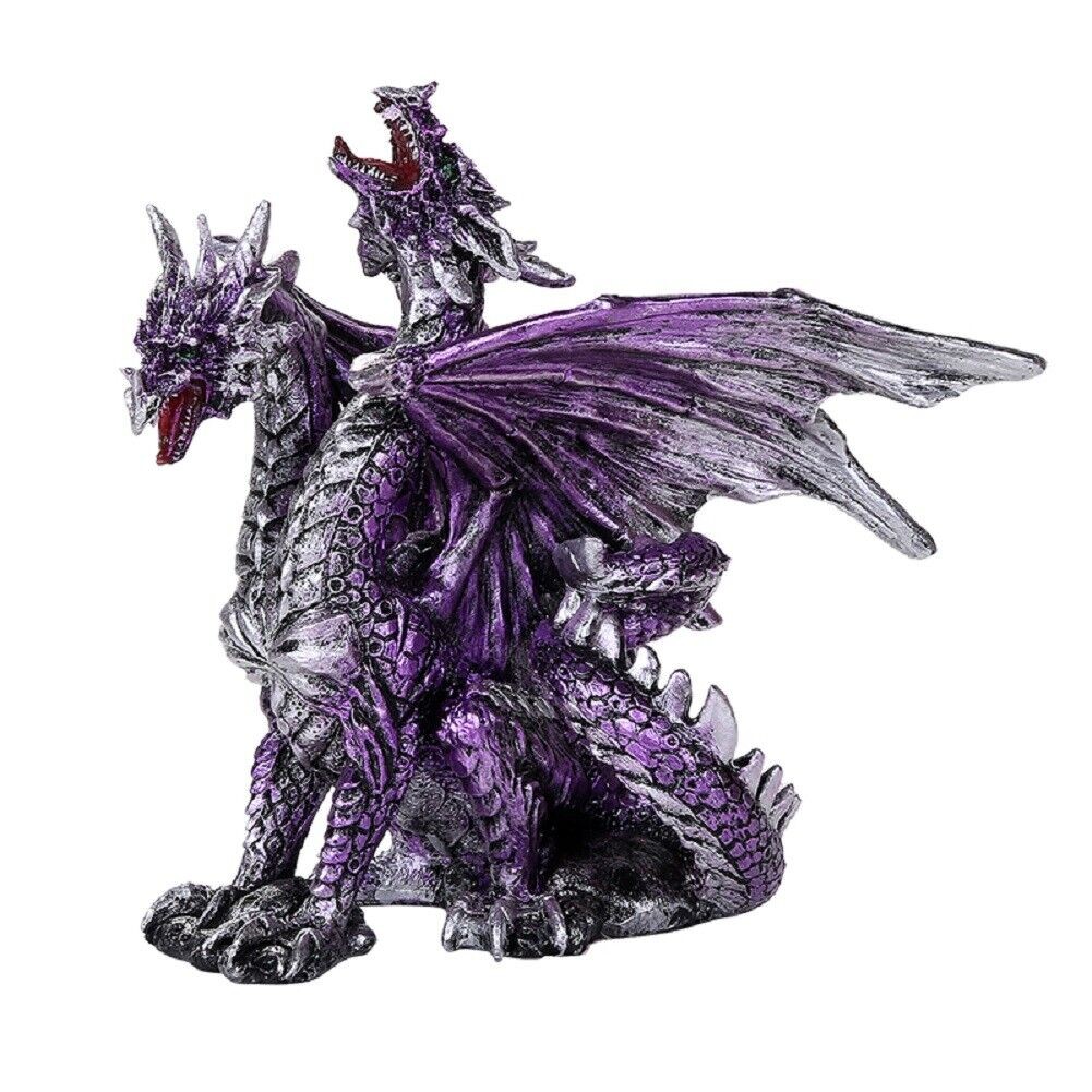 Purple Double Headed Dragon Figure Medieval Fantasy Collectible Decoration New gallery