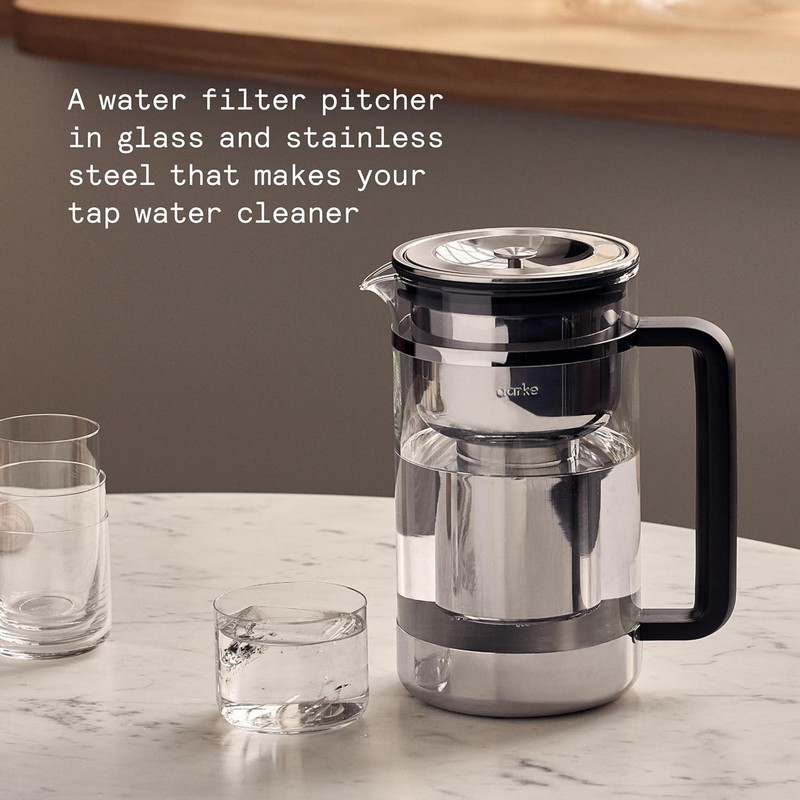 Purifier Glass Water Pitcher, Refillable Stainless Steel Filter, 8-Weeks Perf... gallery