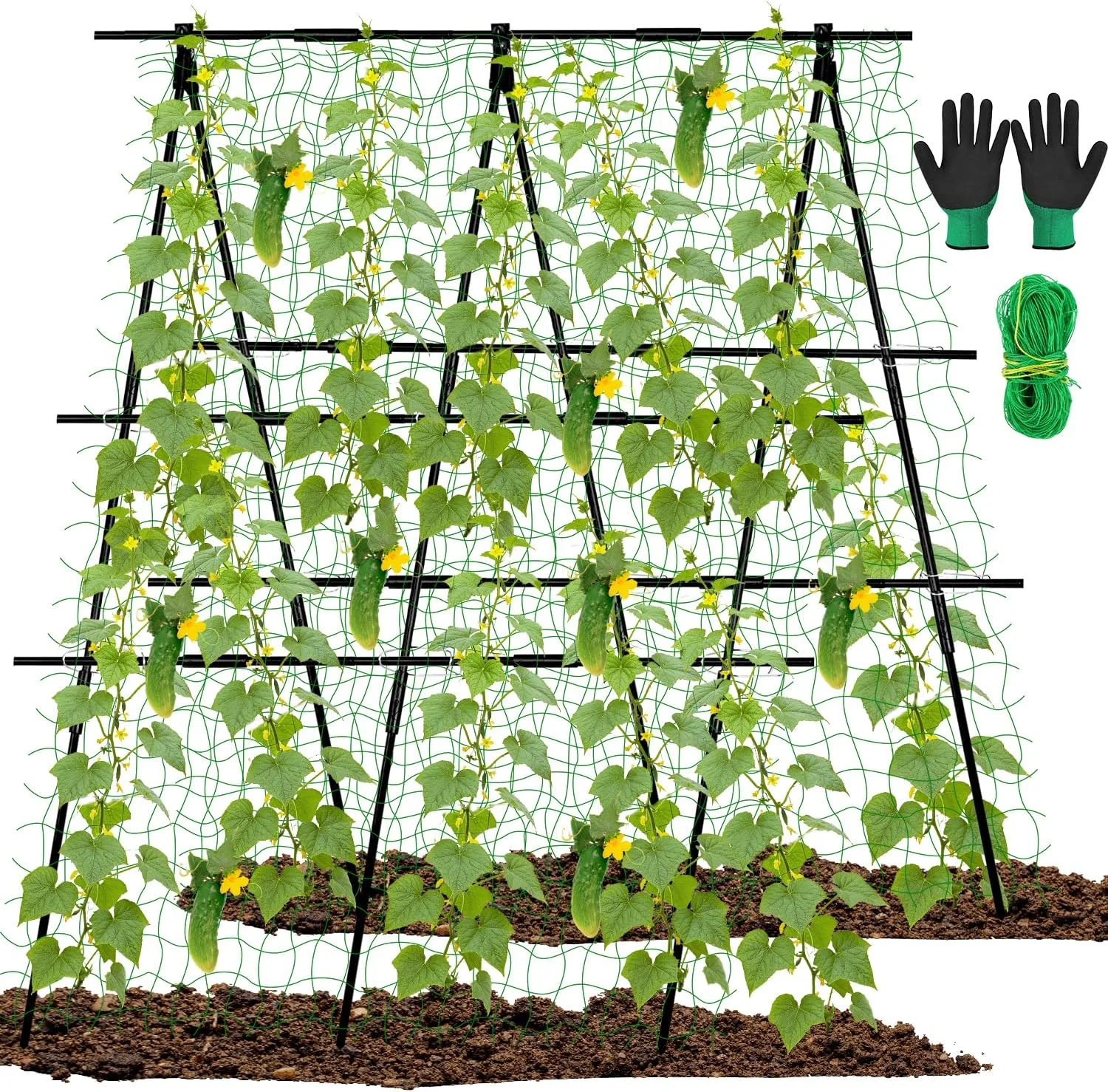 Metal A-Frame Garden Trellis for Climbing Plants, 48x48 Inch Support gallery