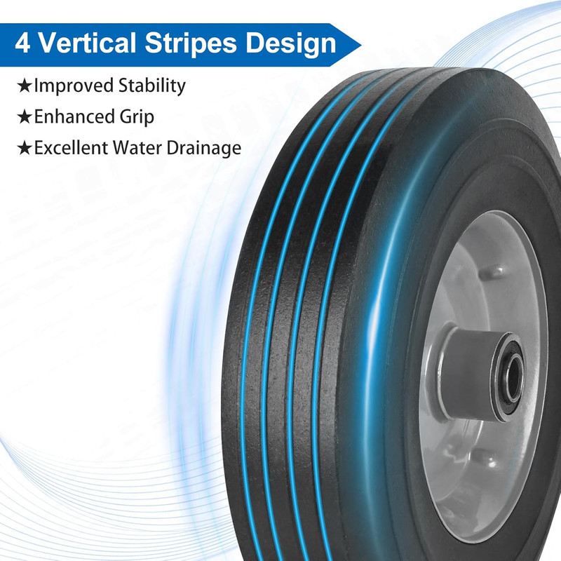 10" X 2.5" Flat Free Solid Rubber Tires 10 Inch Hand Truck Solid Wheels Replacem gallery