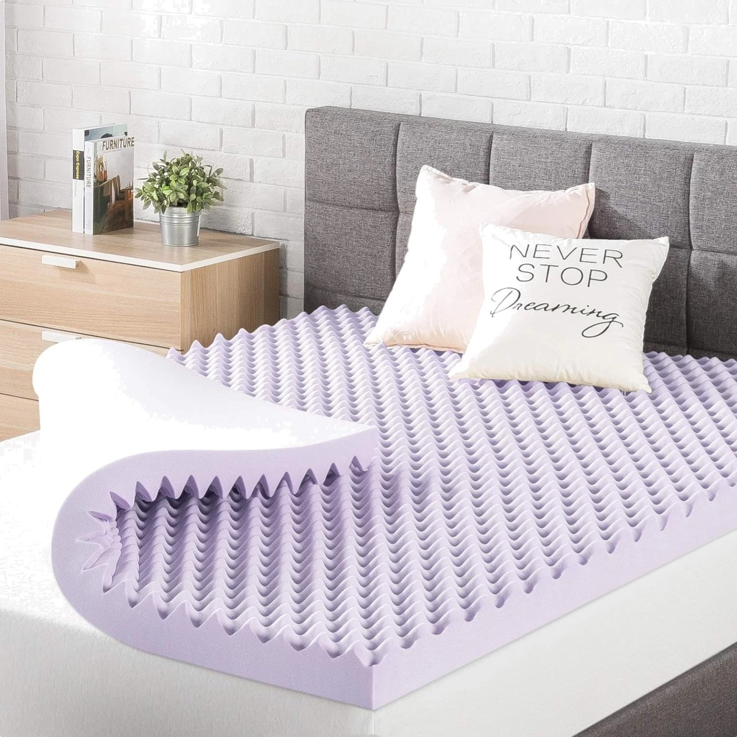 3 Inch Cooling Lavender Memory Foam Topper - Short Queen Size Comfort gallery