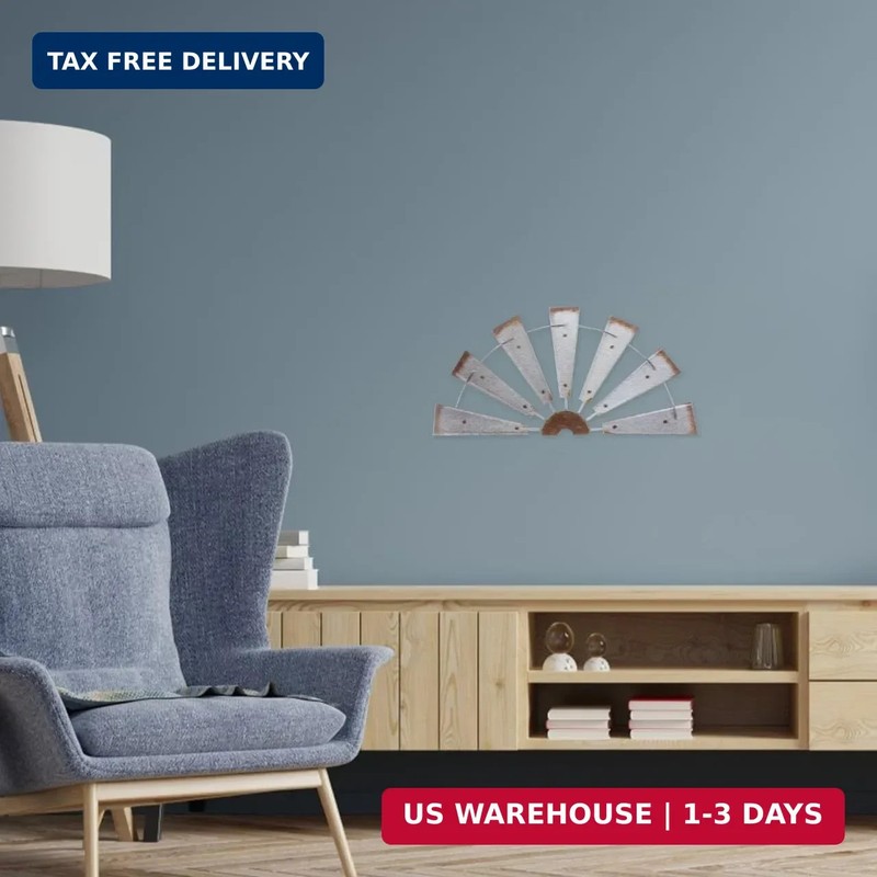 IMIKEYA Rustic Iron Half Windmill Wall Decor Small Farmhouse Wall Art Decor for gallery