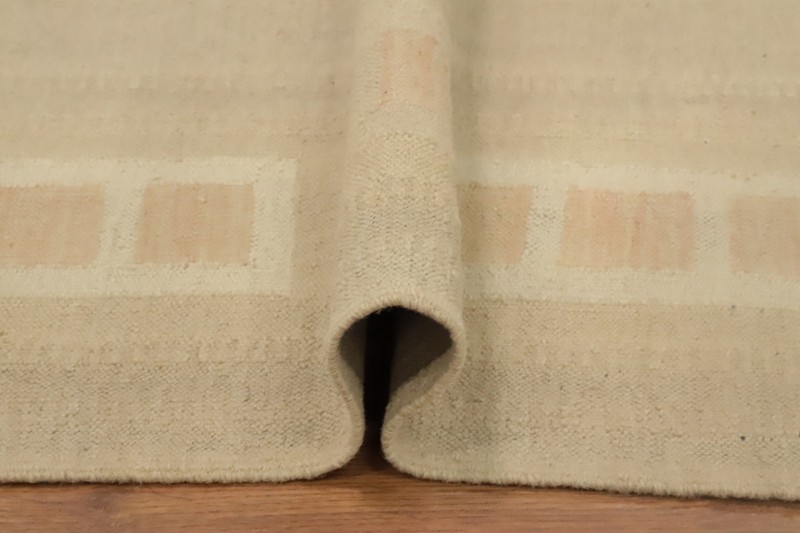 Neutral Toned Kilim Handwoven Reversible Rug 7x10 with Geometric Pattern Accents gallery