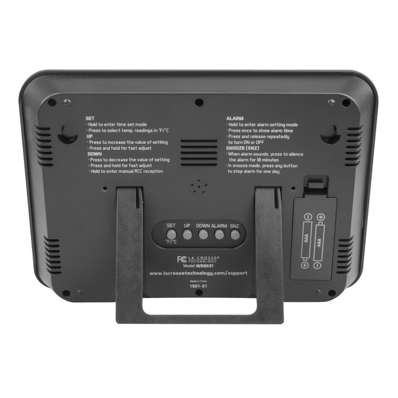 Black Atomic Digital Calendar Desk Alarm Clock with Temperature, W88631 gallery
