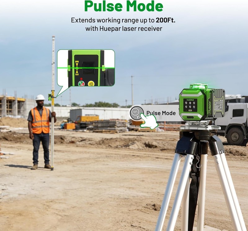 4x360° Green Cross Line Laser Level, ±1/18" Accuracy, 2Pcs Rechargeable Battery gallery