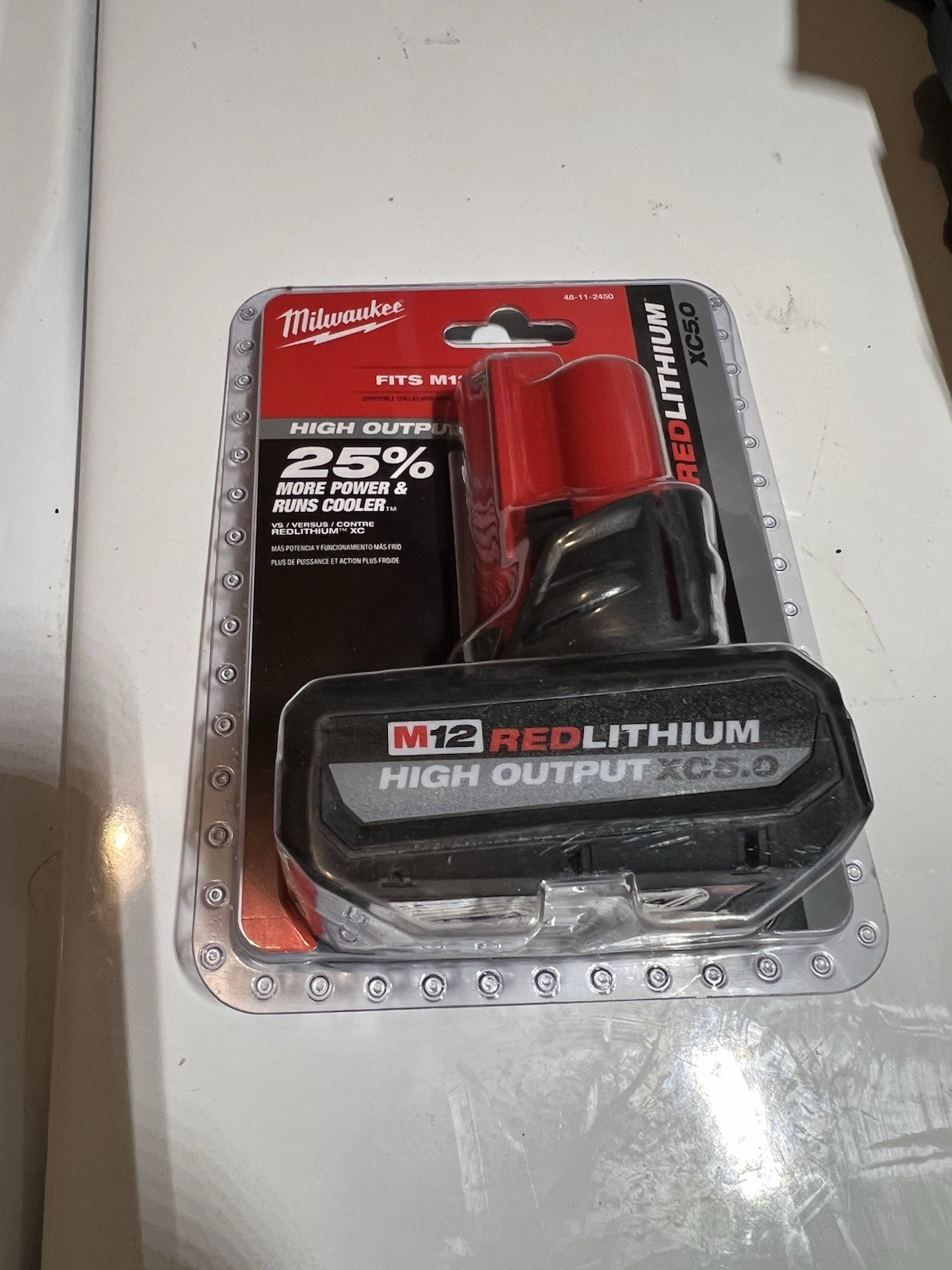 Milwaukee M12 High Output XC5.0 Lithium-Ion Battery Pack - Red (48-11-2450) gallery