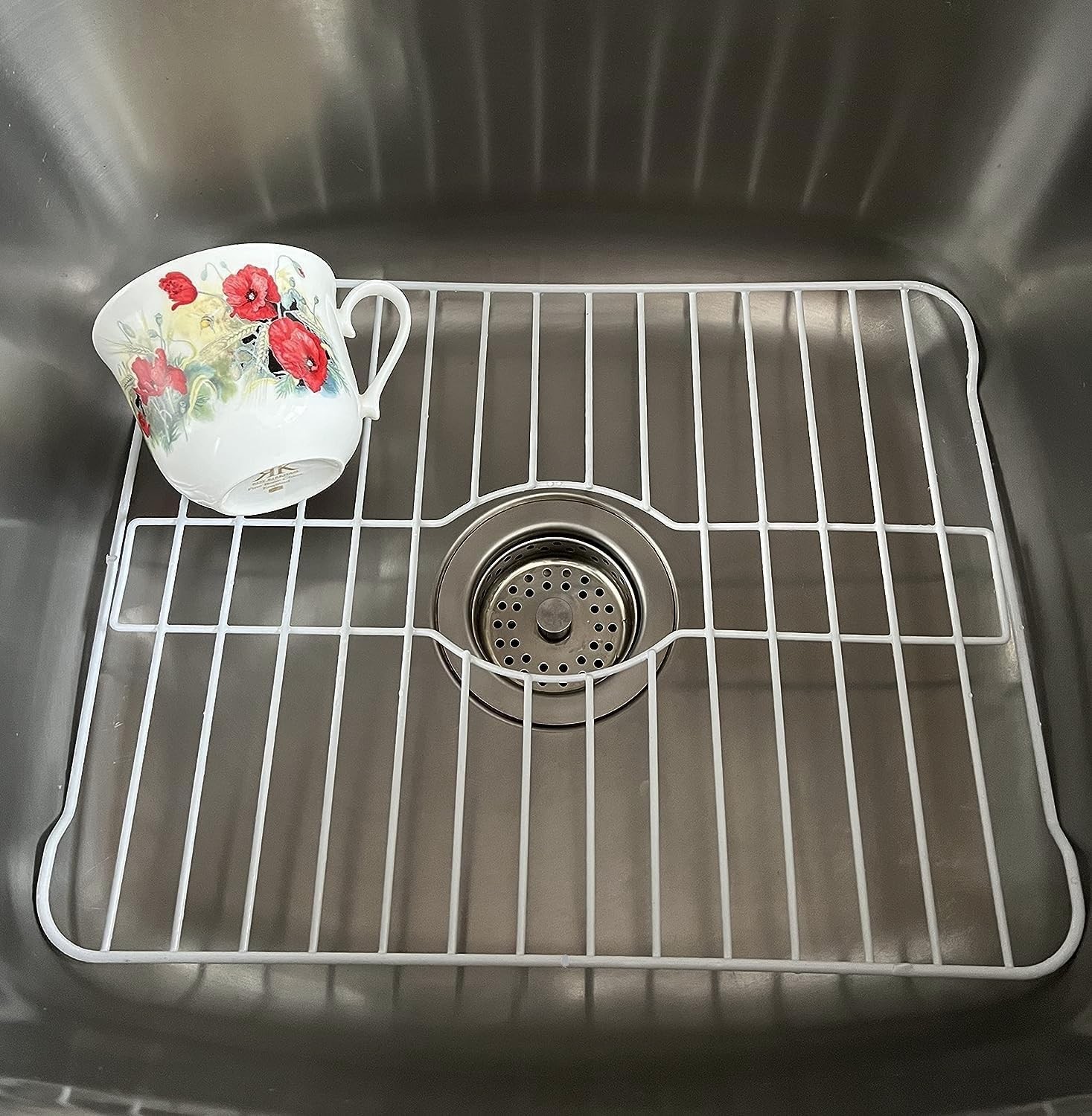 Sink Protectors for Kitchen Sink Bottom with White Coating Grate Insert Grid gallery