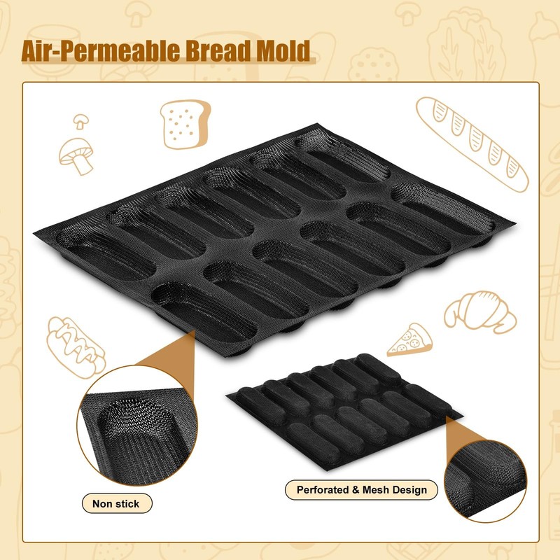 1 PCS Silicone Perforated Baking Form, 12 Loaf, 11.8x15.7 Inch, Non-Stick, Mat gallery
