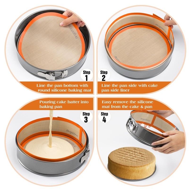 2 pack Silicone Baking Mat for Springform Pan 9 inch, Prevent cake from Stick... gallery