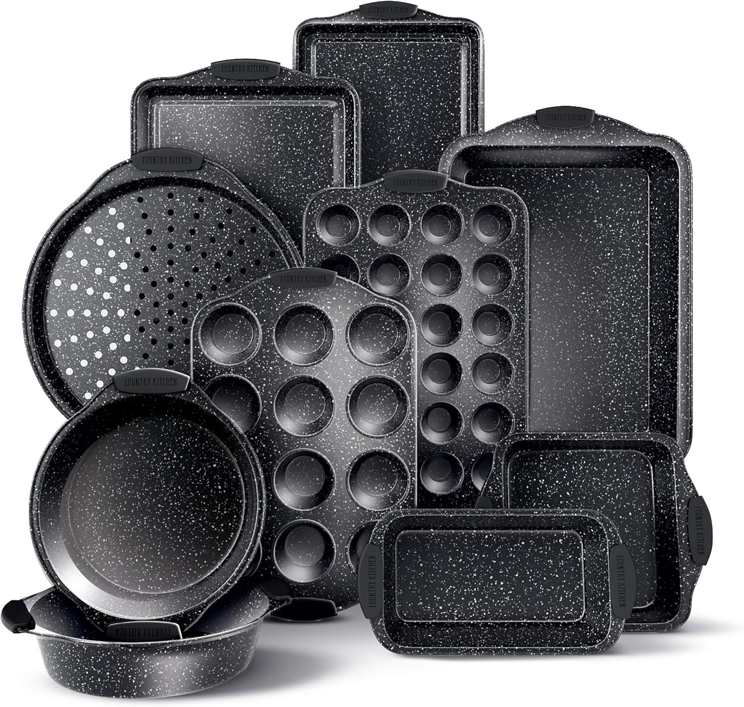 10-Piece Nonstick Stackable Bakeware Set Durable Easy-Release Black gallery